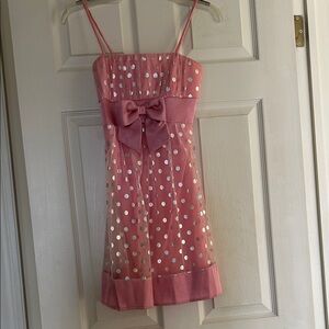 Pink Polka Dot Juniors Dress